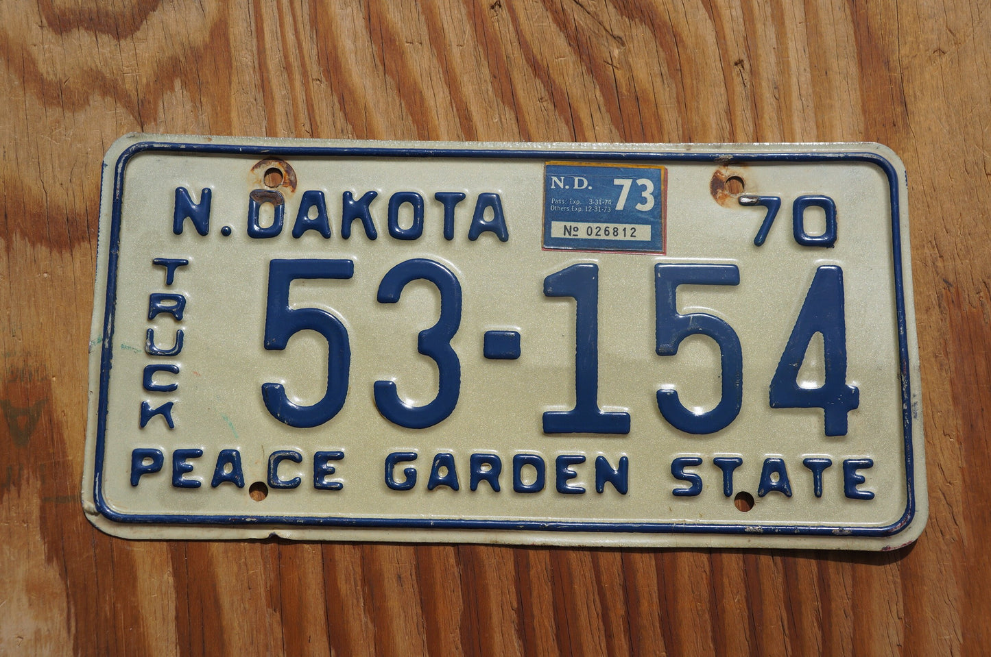 1970 1973 North Dakota Vintage Truck License Plate - Peace Garden State