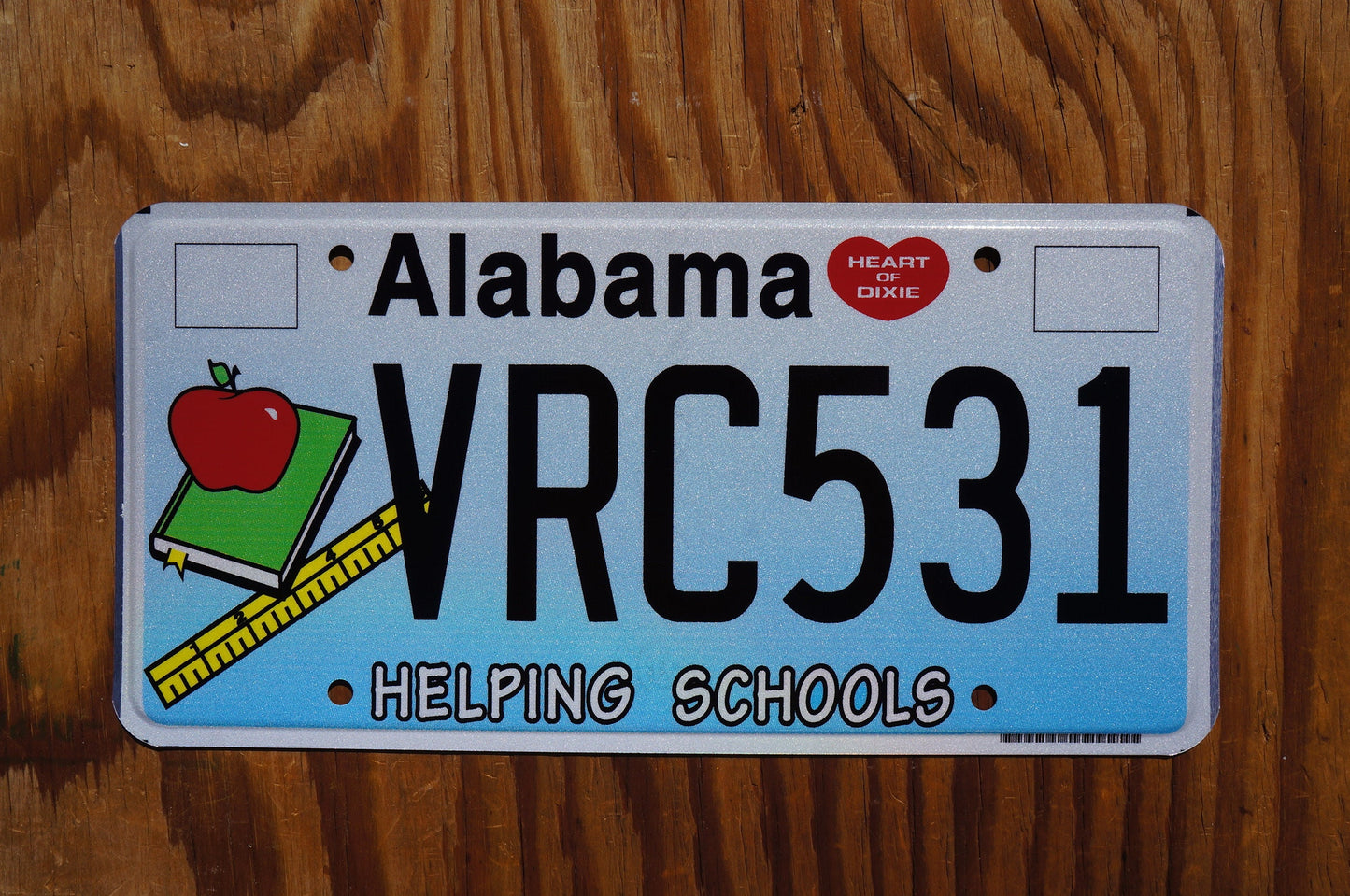 Alabama Helping Schools Graphic License Plate - Education Book Students Apple Ruler