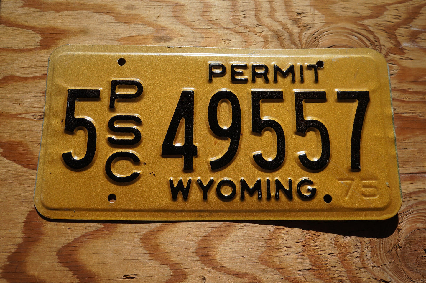 1975 Wyoming PSC Permit Public Service Commission License Plate