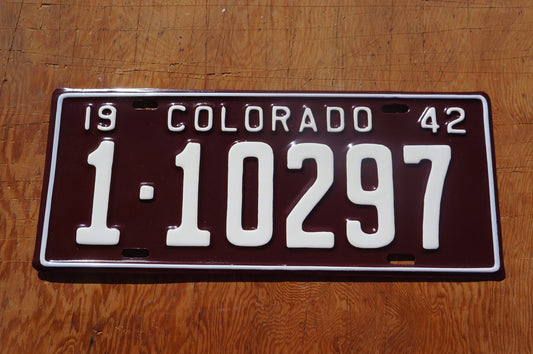1942 Colorado Passenger License Plate