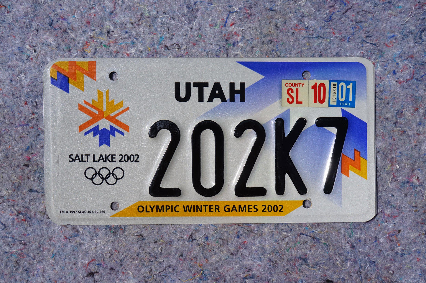2001 Utah Salt Lake Winter Olympic Games 2002 License Plate