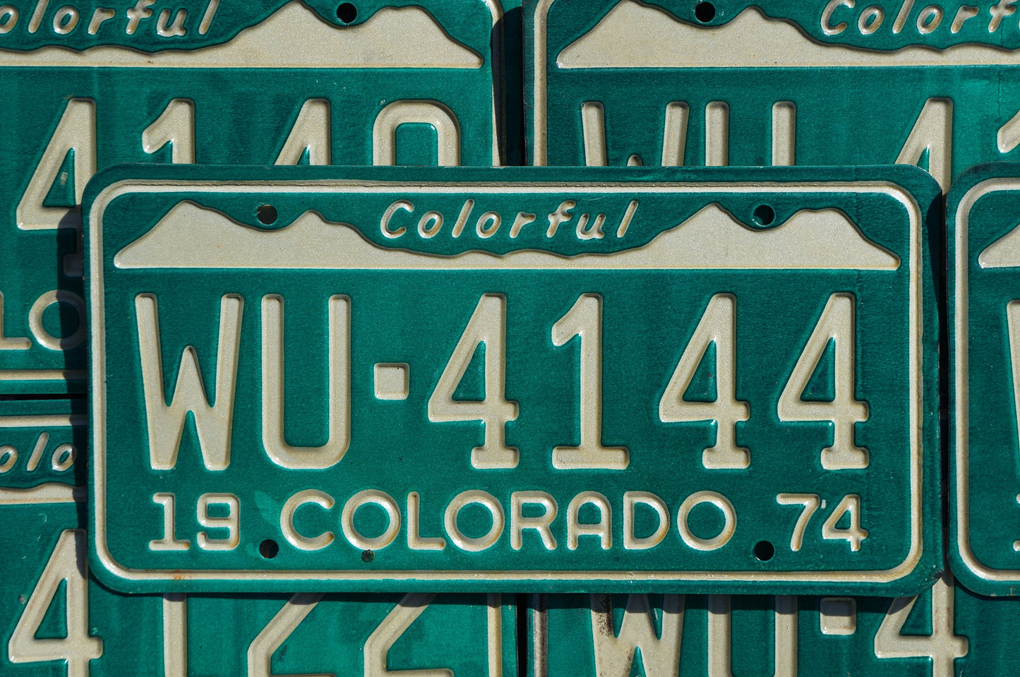 One or More - 1974 Colorful COLORADO SNOW MOUNTAINS Green License Plate