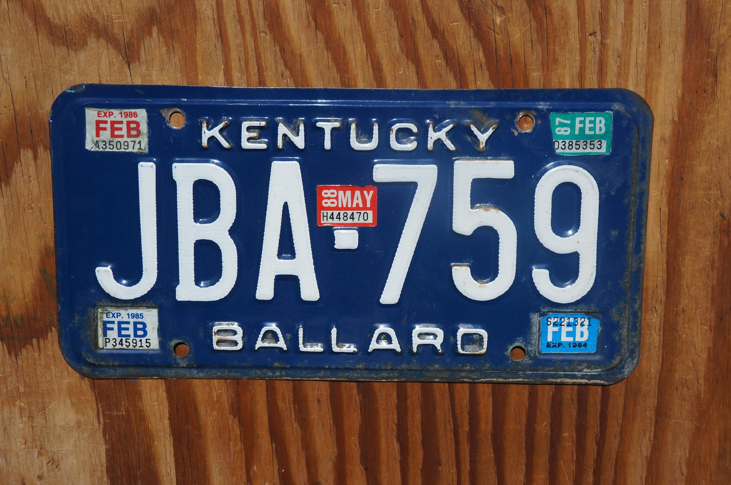 1984 1985 1986 1987 1988 Kentucky Vintage Blue License Plate