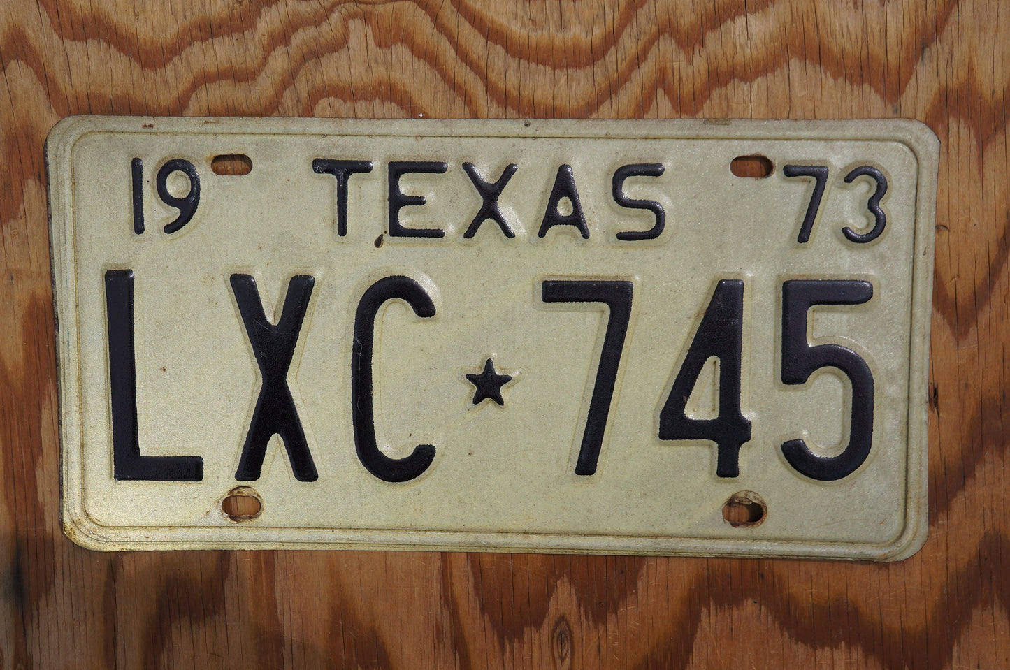 1973 Texas Lone Star State License Plate # LXC - 745