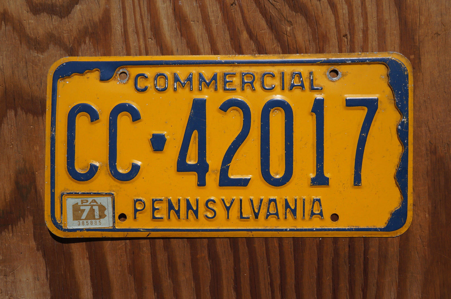 1971 Pennsylvania Commercial Yellow Vintage License Plate
