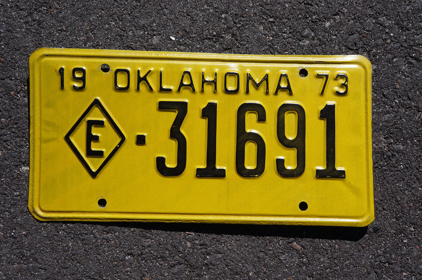 1973 Oklahoma EXEMPT Yellow License Plate