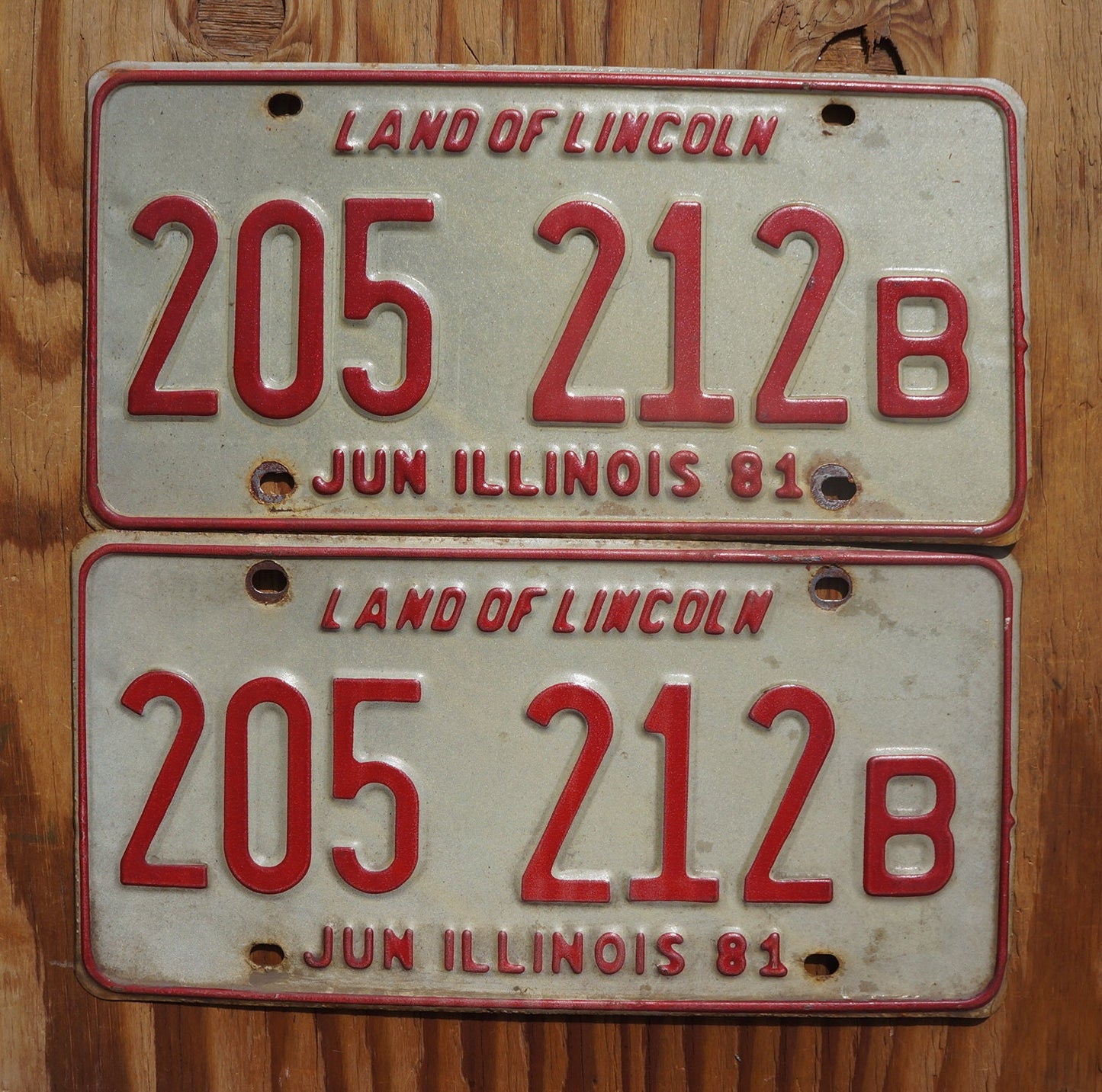 1981 Illinois License Plate Pair / Set - Land of Lincoln