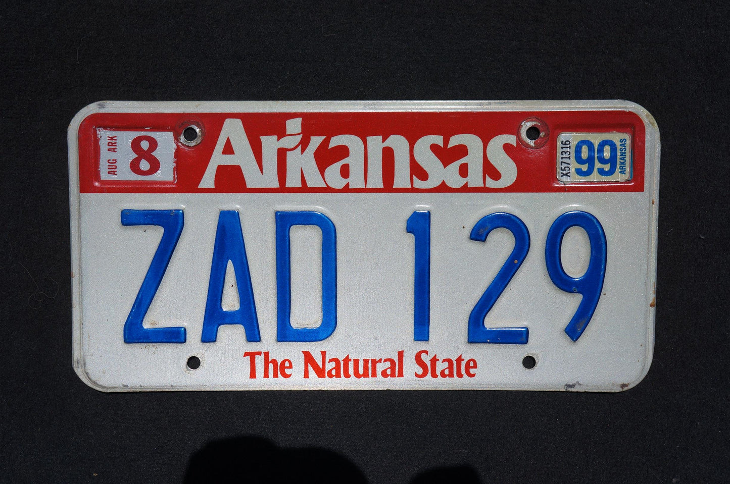 1999 Arkansas The Natural State Red Blue License Plate # ZAD 129