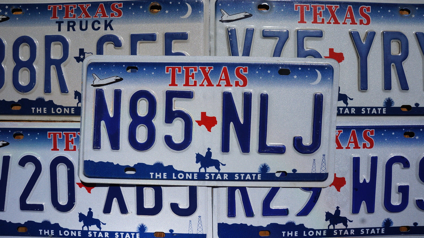 TEXAS SPACE SHUTTLE Embossed License Plate Tags - Stars Moon Cowboy