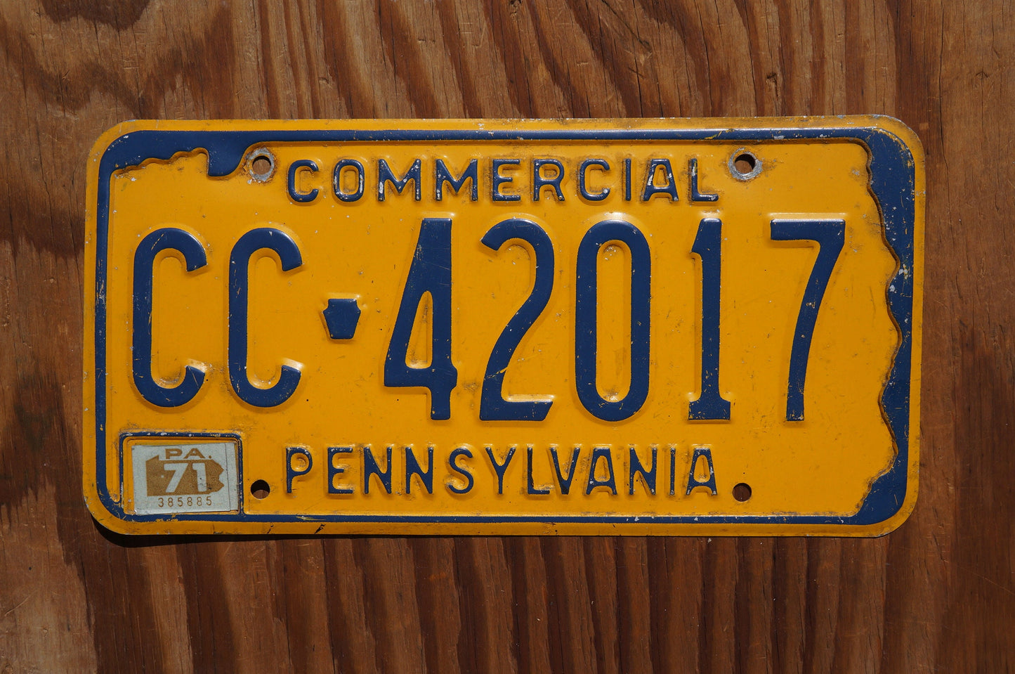 1971 Pennsylvania Commercial Yellow Vintage License Plate