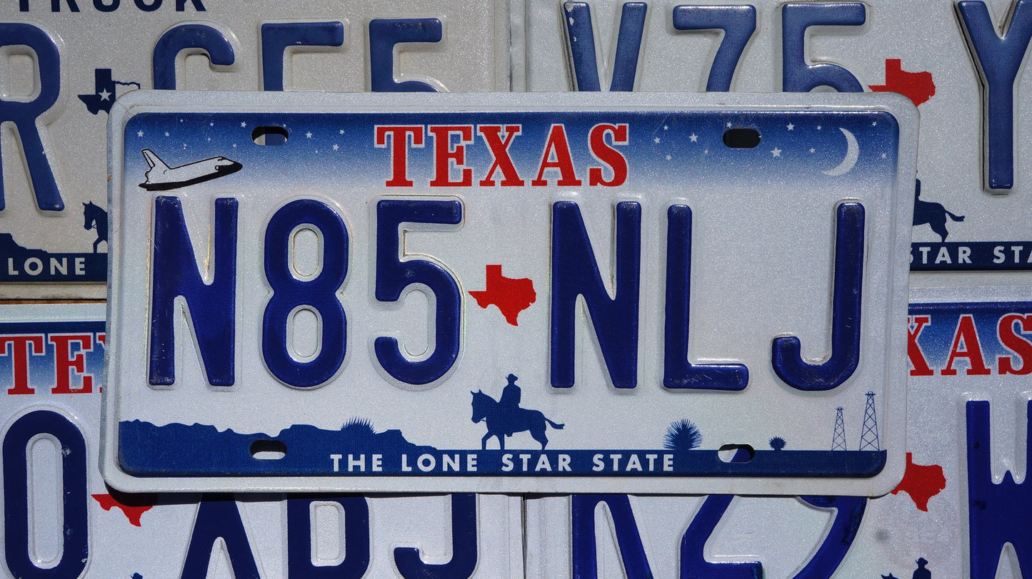 TEXAS SPACE SHUTTLE Embossed License Plate Tags - Stars Moon Cowboy