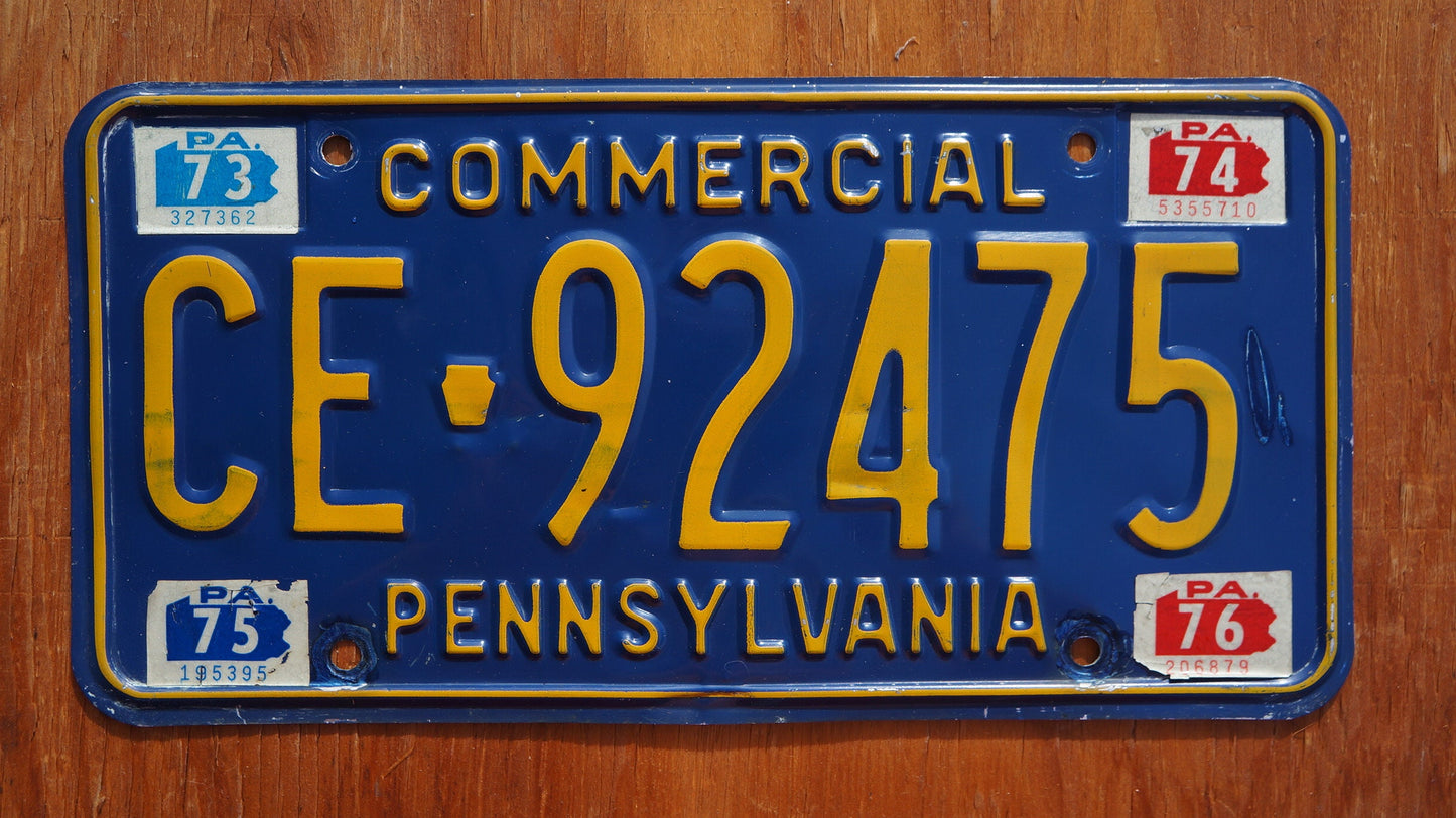 1973 1974 1975 1976 Pennsylvania Blue Vintage License Plate