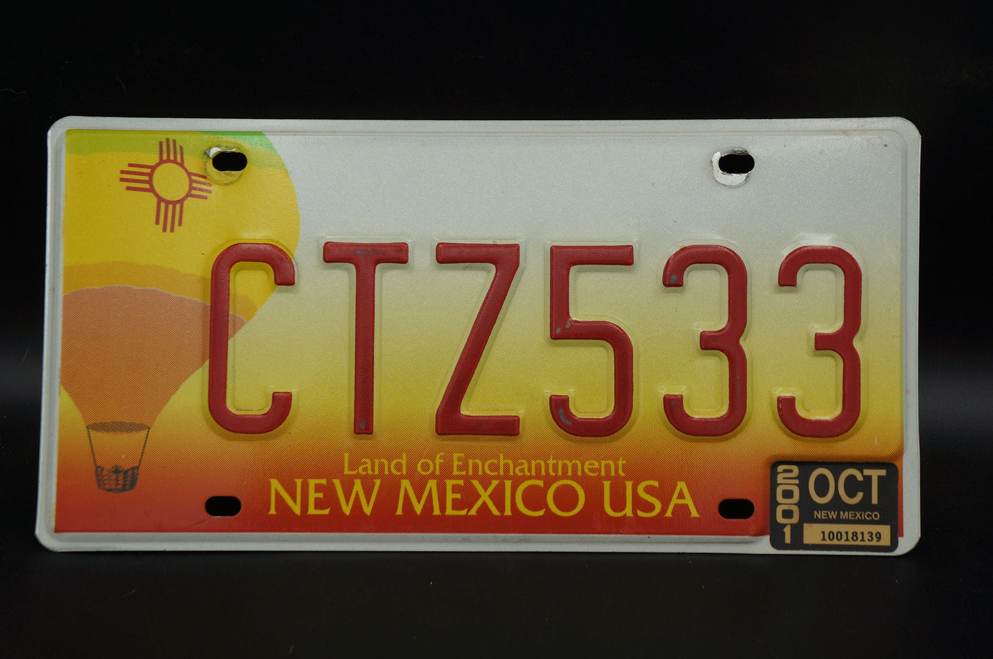 2001 New Mexico Orange Hot Air Balloon License Plate