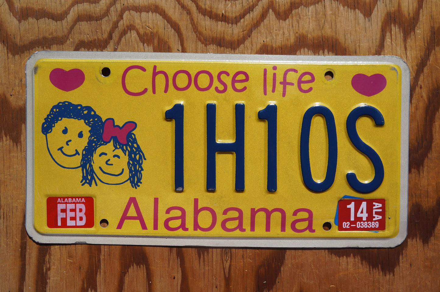 2014 Alabama License Plate CHOOSE LIFE - Kids Children Yellow Graphic