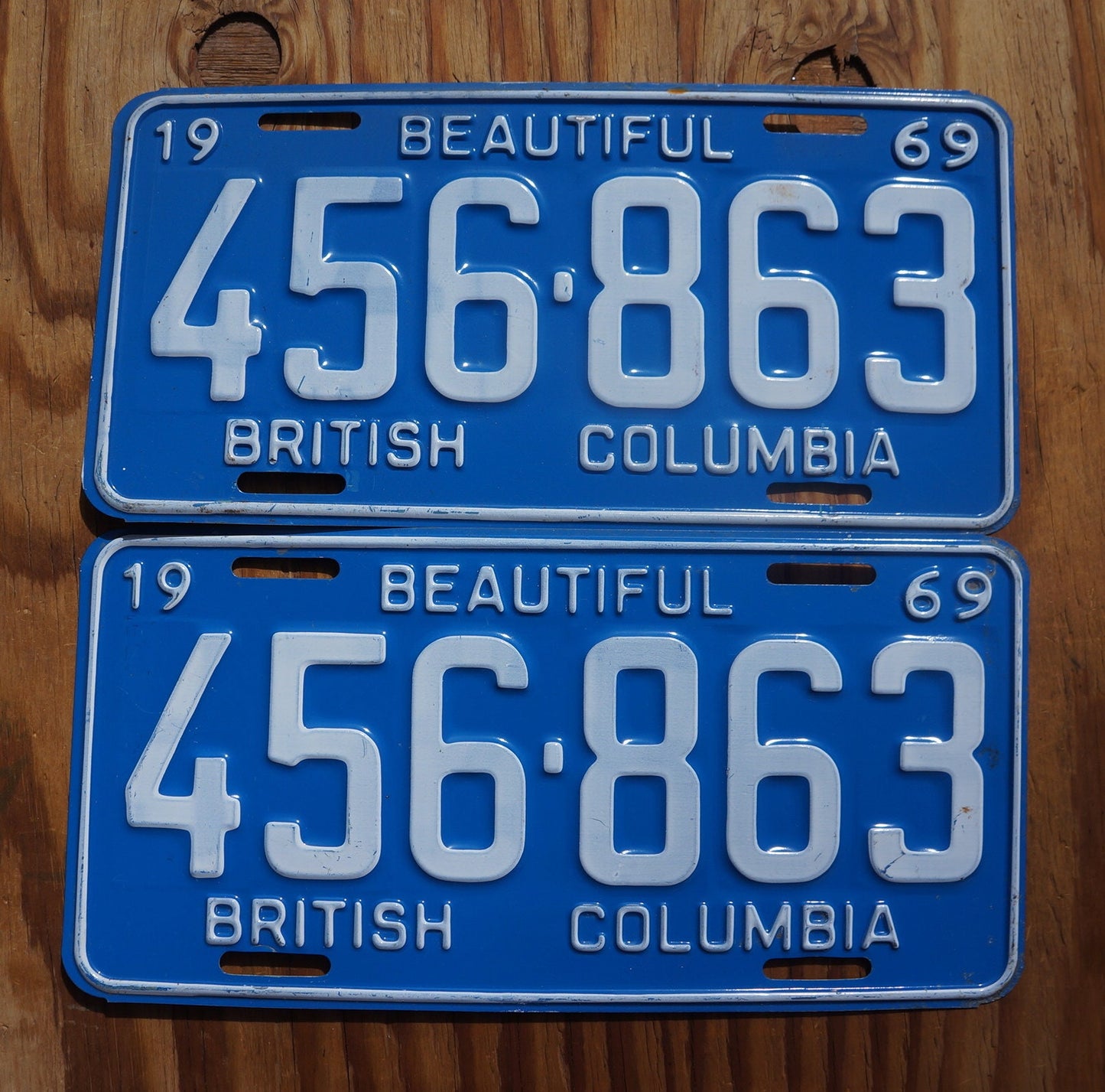 1969 Vintage British Columbia Canada License Plate PAIR