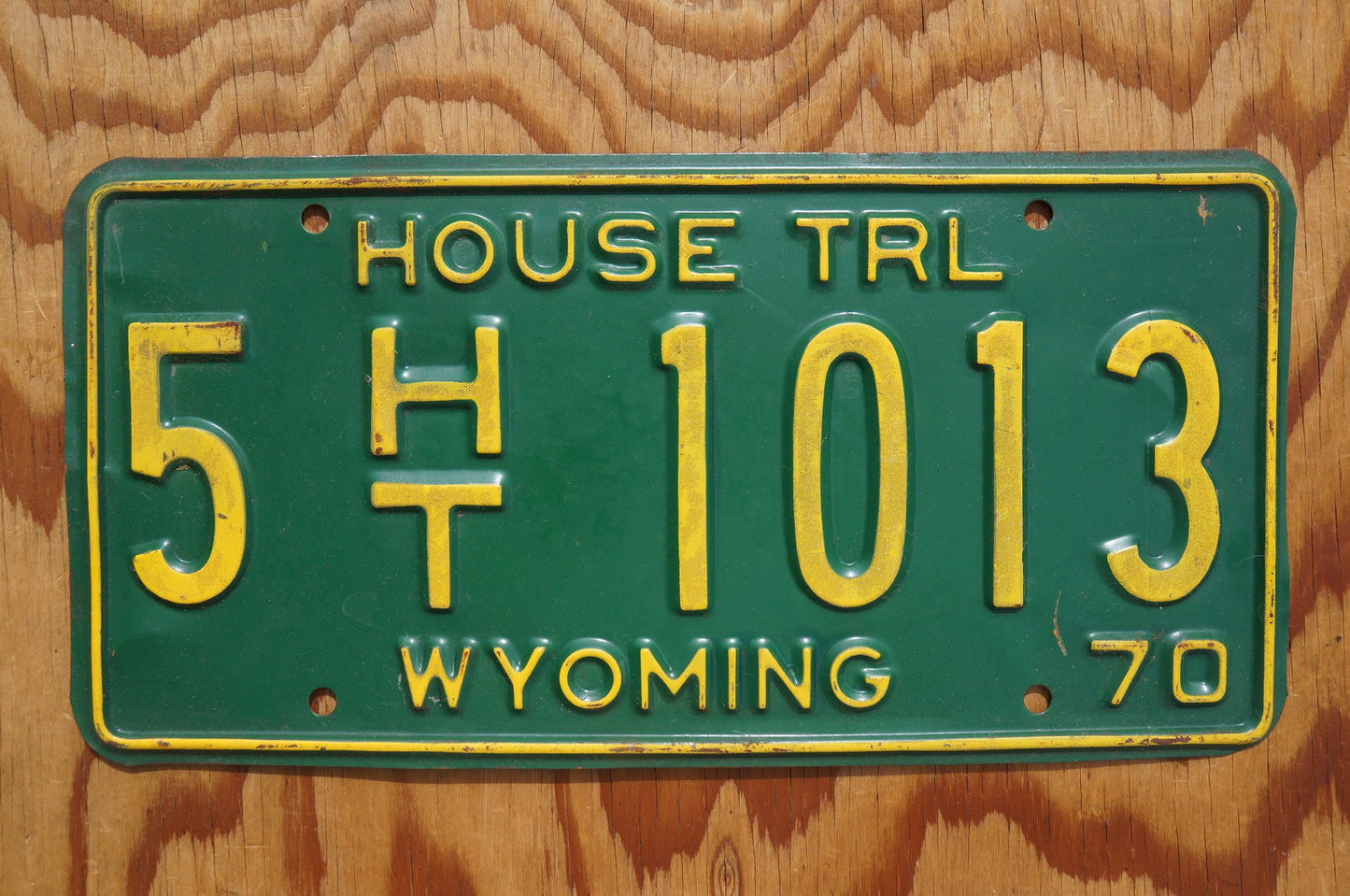 1970 Green Wyoming House Trailer License Plate # 5 - 1013 Albany County