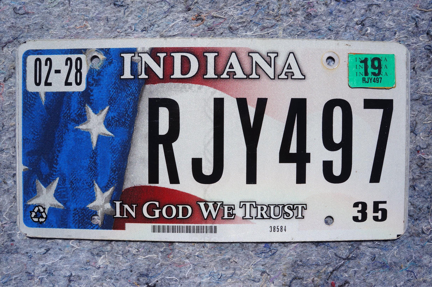 2019 Indiana In God We Trust Flag Graphic License Plate