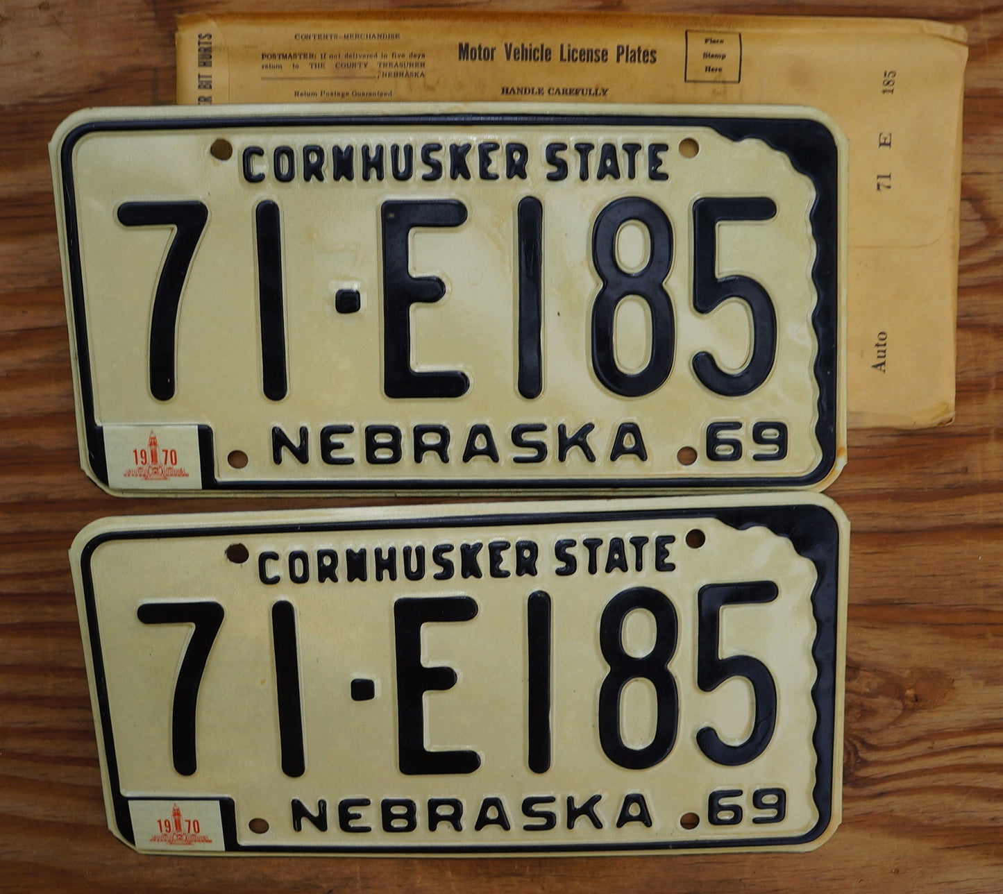1969 1970 Nebraska License Plate Pair: 'Cornhusker State' Authentic Set