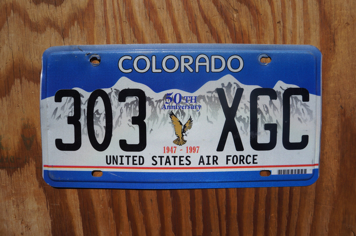 Colorado US AIR FORCE Blue Eagle License Plate - 50th Anniversary 1947 - 1997