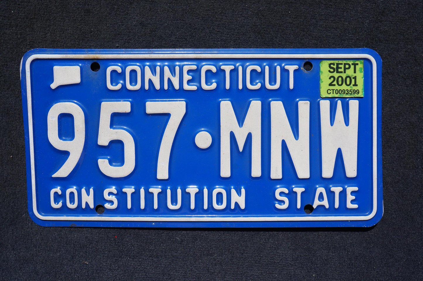 2001 Connecticut Blue Vintage License Plate - Constitution State