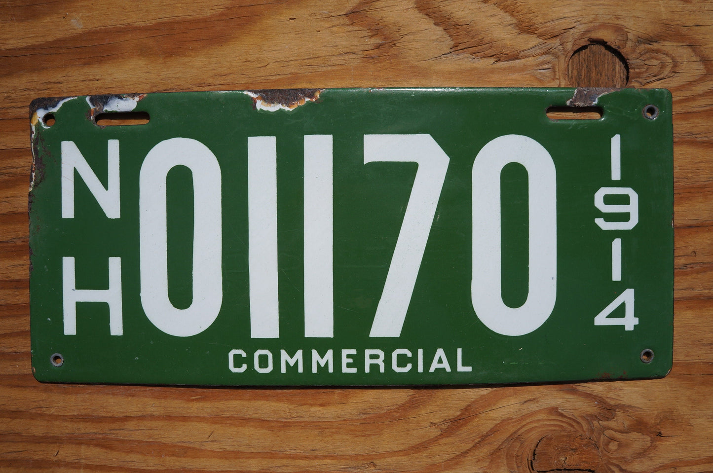 1914 New Hampshire PORCELAIN COMMERCIAL License Plate