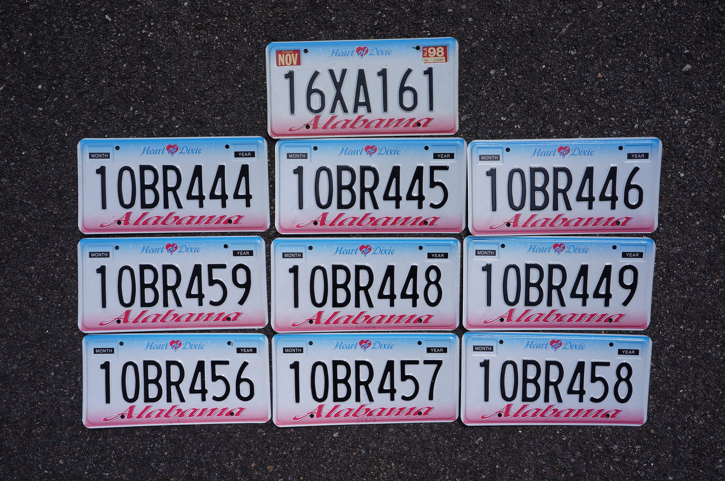 BULK ALABAMA LICENSE PLATES - LOT OF 10 - Blue and Pink Vintage License Plate