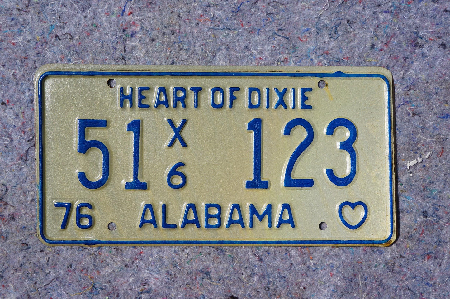 1976 Alabama Vintage License Plate # 51 - 123