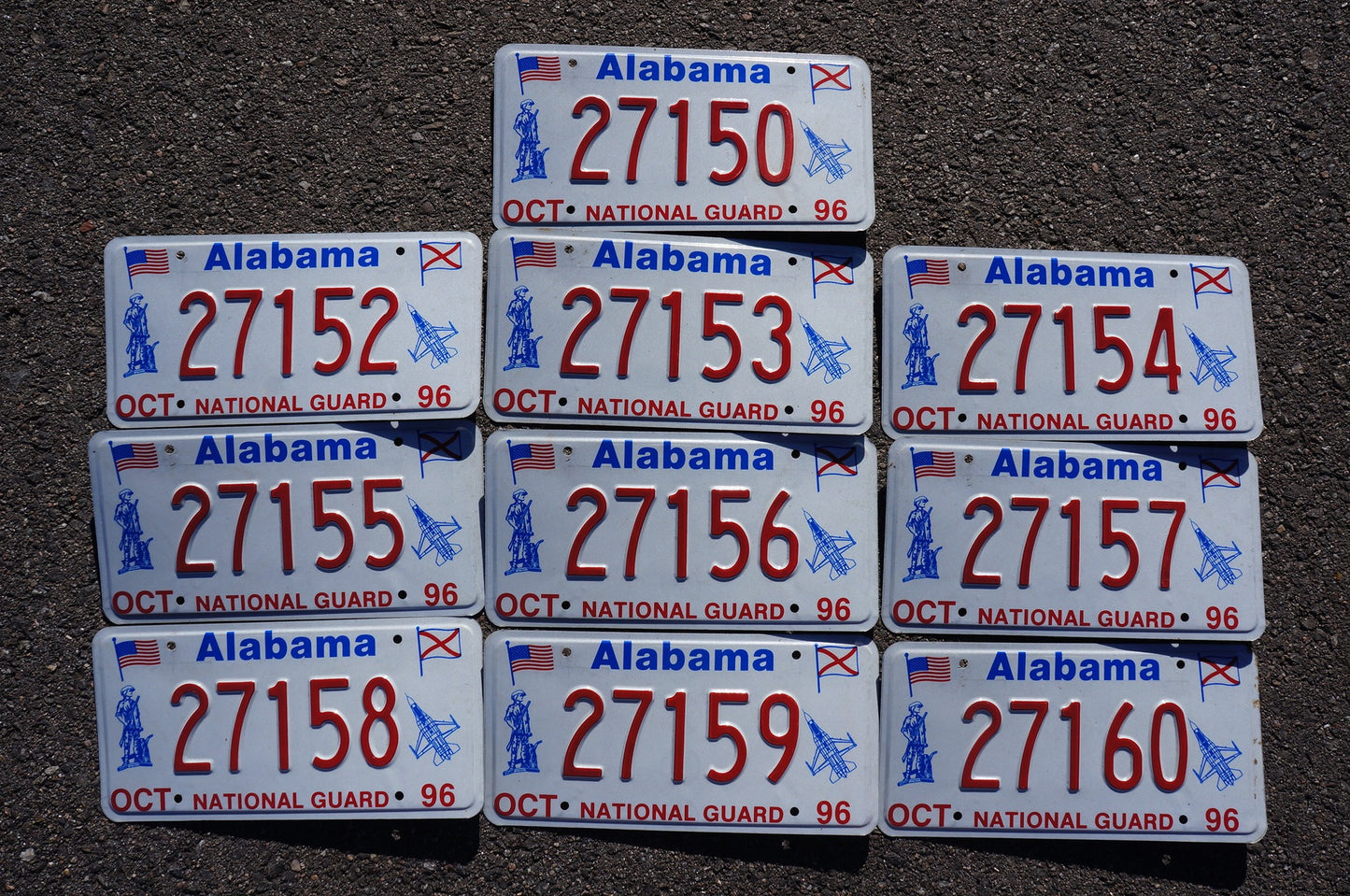 LOT OF 10 - ALABAMA NATIONAL GUARD Graphic License Plate Tags Minuteman Plane