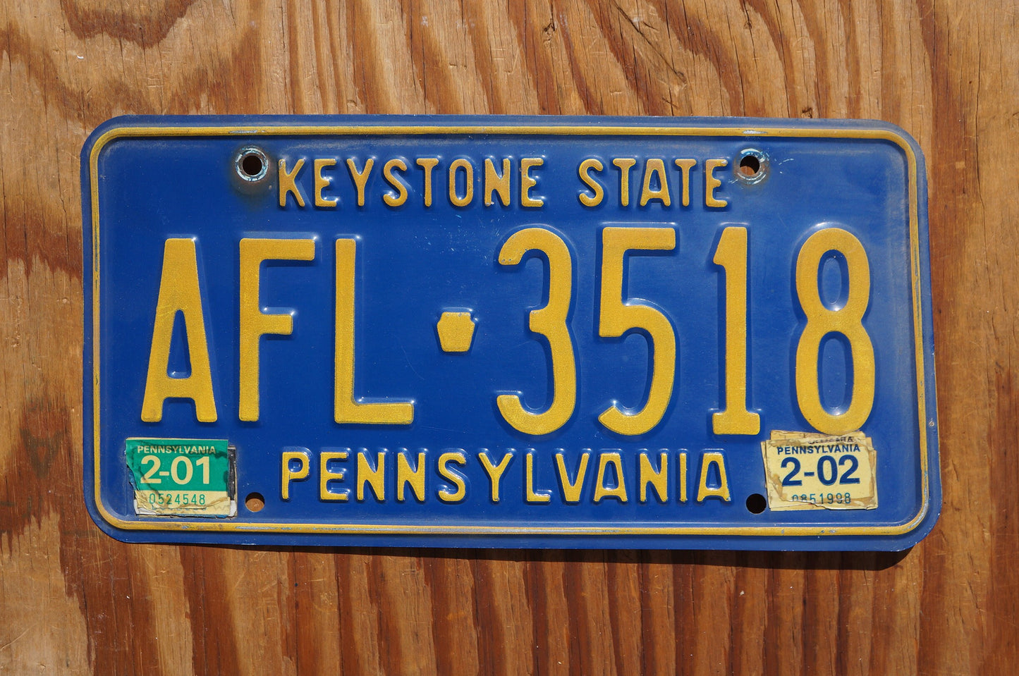 2001 2002 Pennsylvania KEYSTONE STATE Blue License Plate