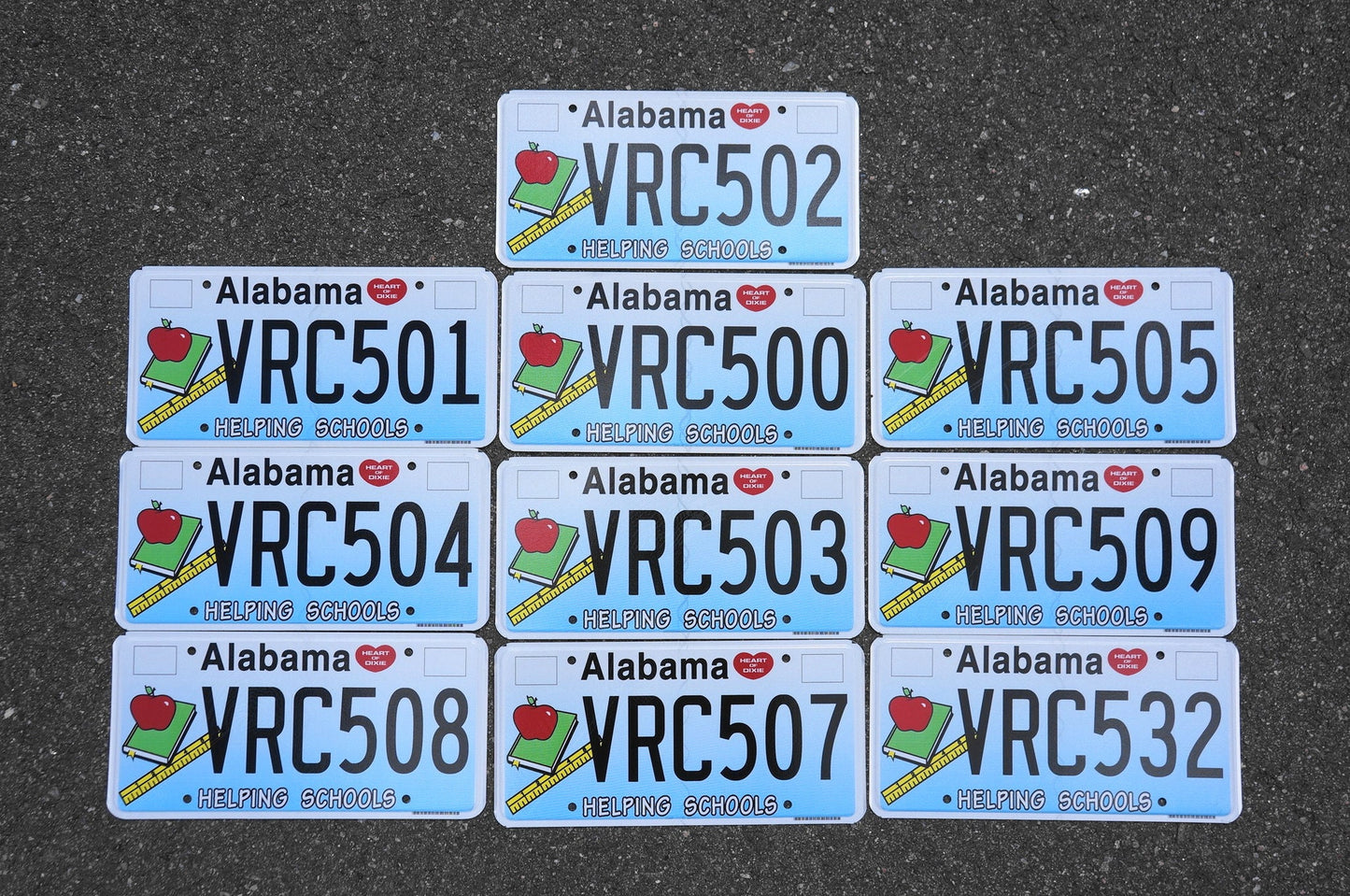One or More - Alabama Helping Schools Graphic License Plate - Education Book Students Apple Ruler