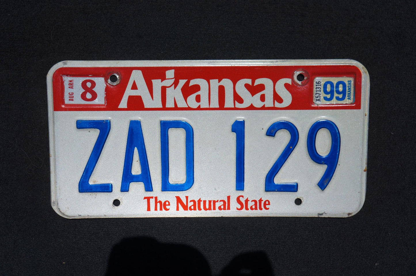 1999 Arkansas The Natural State Red Blue License Plate # ZAD 129