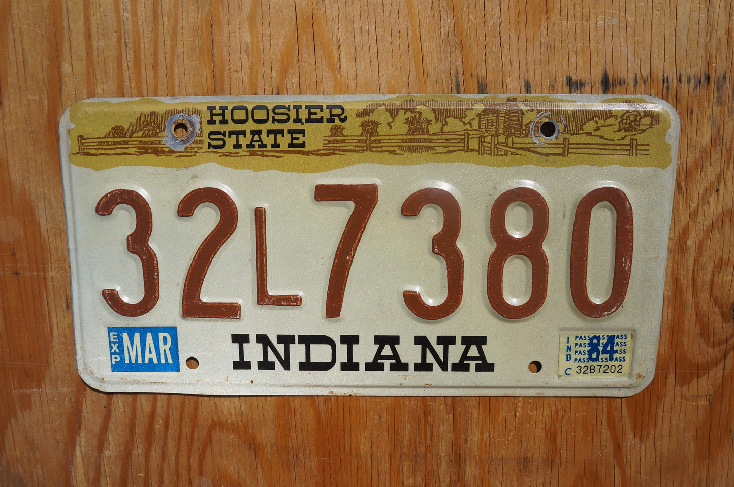 1984 Indiana Graphic License Plate Hooster State