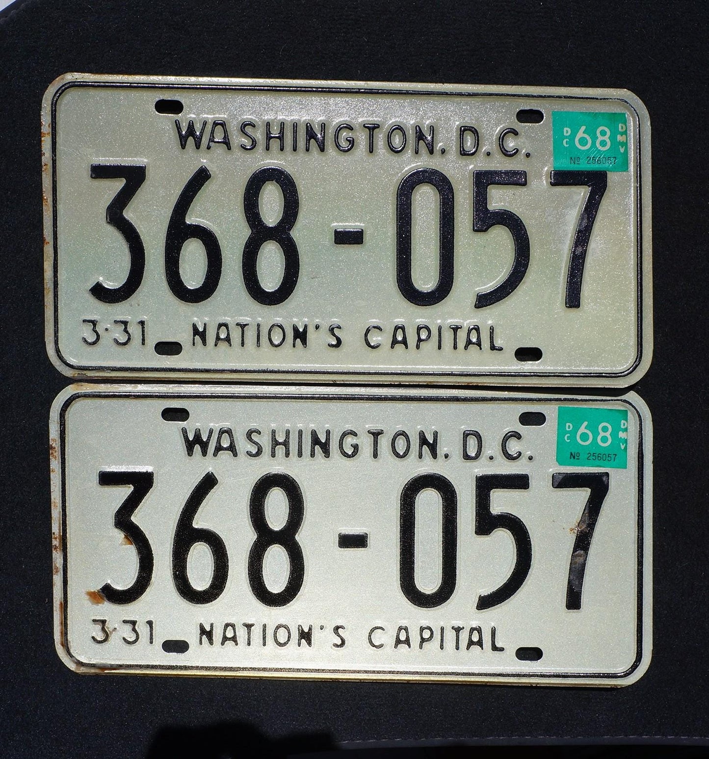Vintage 1968 Washington DC District of Columbia License Plate PAIR / SET