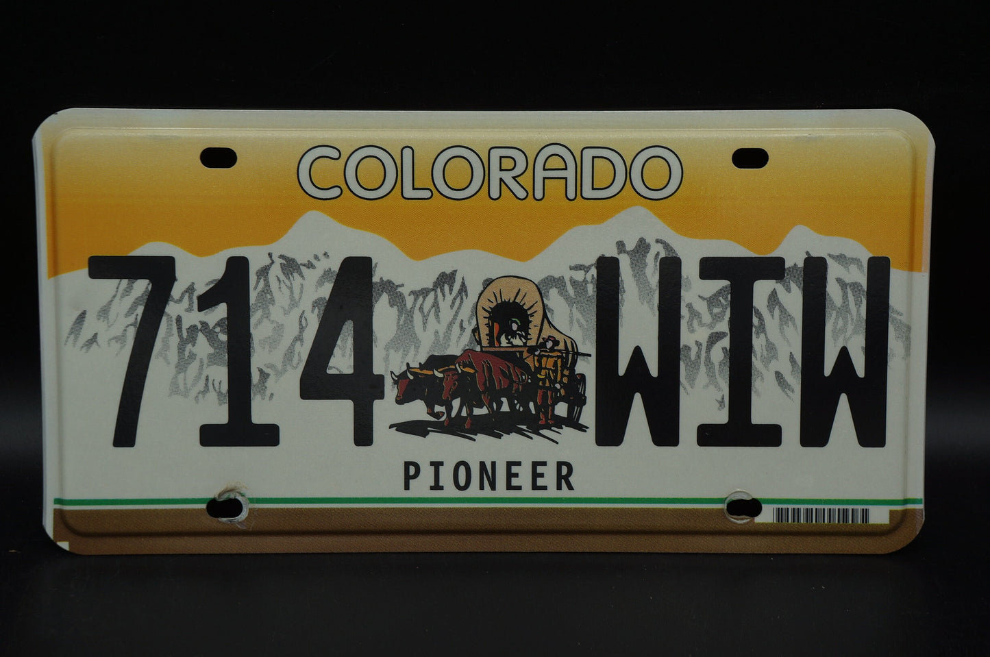 Colorado Pioneer Yellow License Plate - Horse and Wagon # 714 - WIW