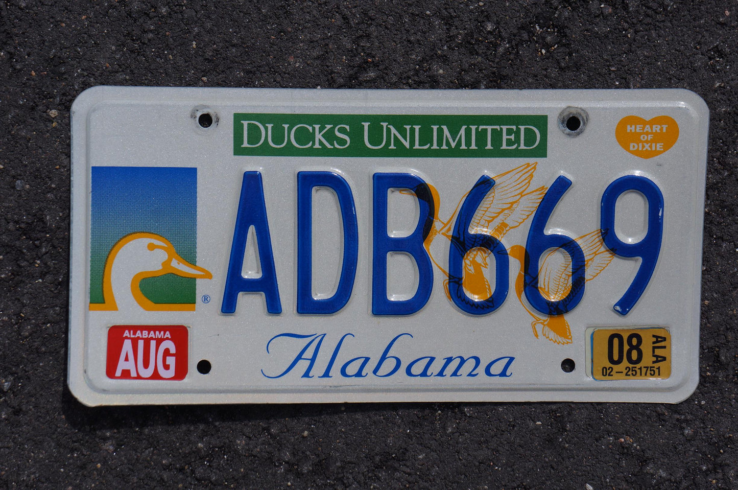 2008 Alabama DUCKS UNLIMITED License Plate