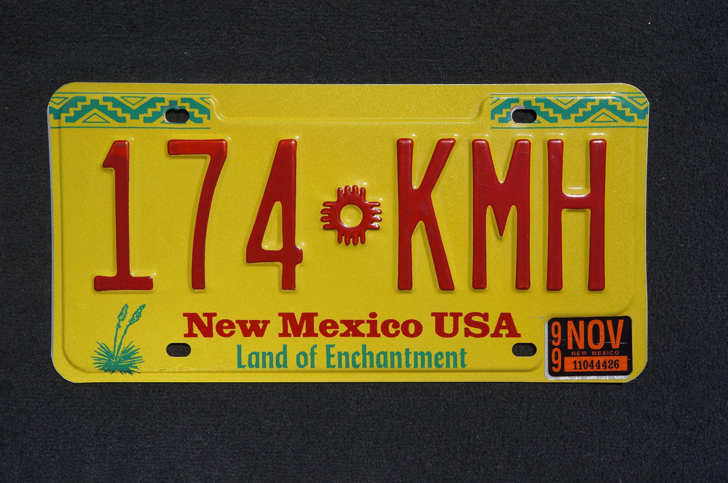 1999 New Mexico Yellow License Plate #174-KMH
