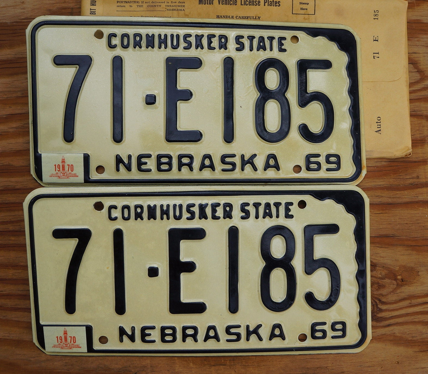 1969 1970 Nebraska License Plate Pair: 'Cornhusker State' Authentic Set