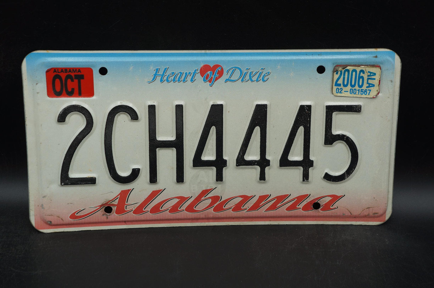 2006 Alabama HEART OF DIXIE License Plate # 2CH4445