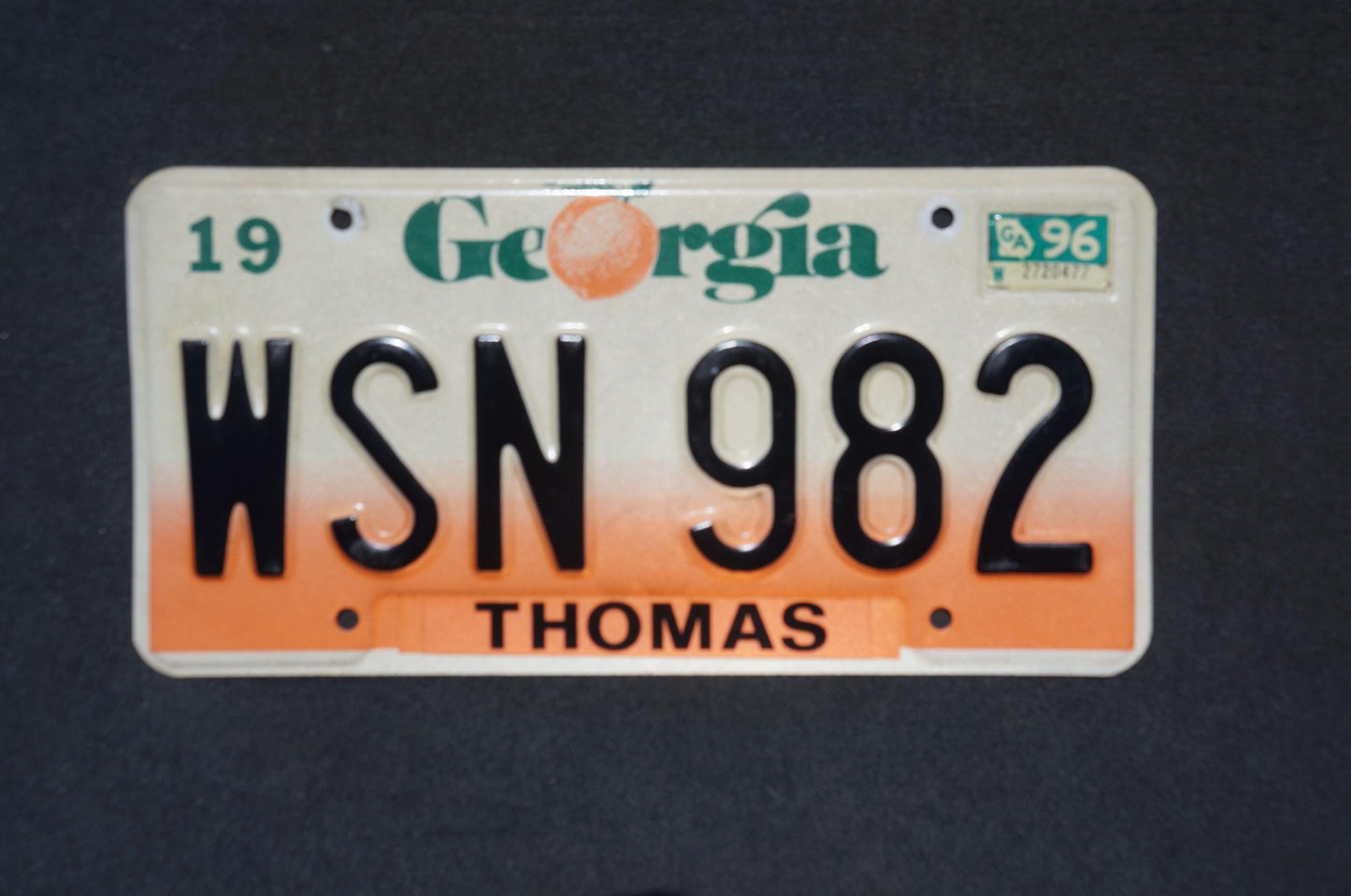 1996 Georgia Peach License Plate THOMAS County