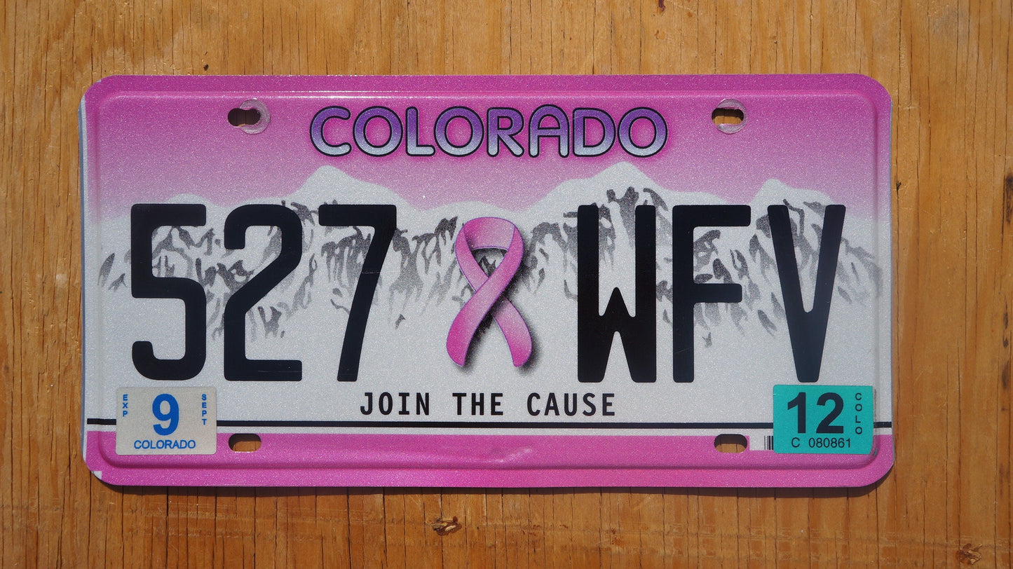 2012 Colorado PINK RIBBON - Join The Cause - Women Heath - Cancer - License Plate