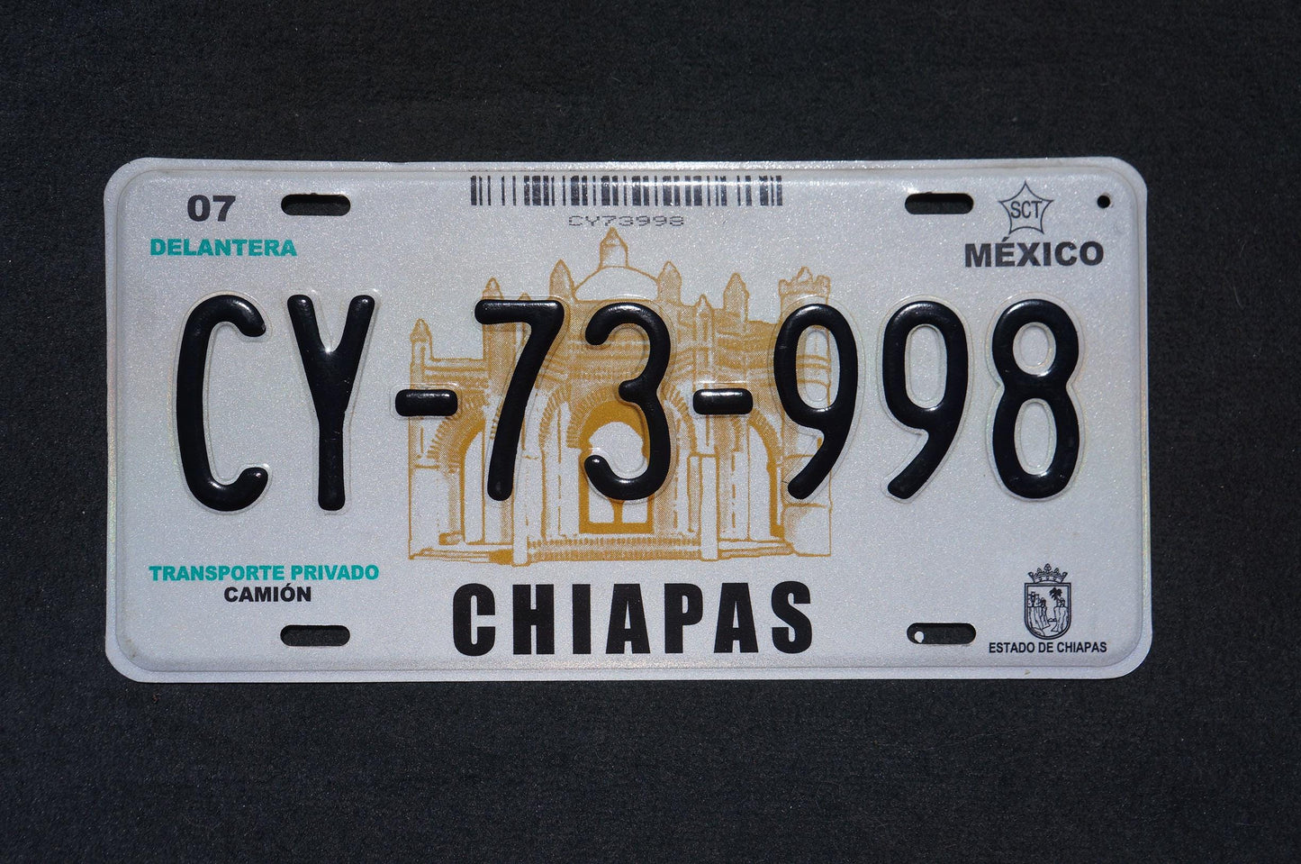 2007 Graphic CHIAPAS Mexico License Plate