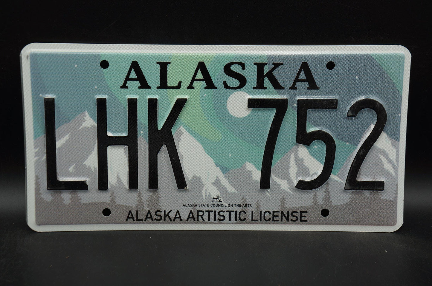 Alaska ARTISTIC License Plate Snow Mountains Blue Skies