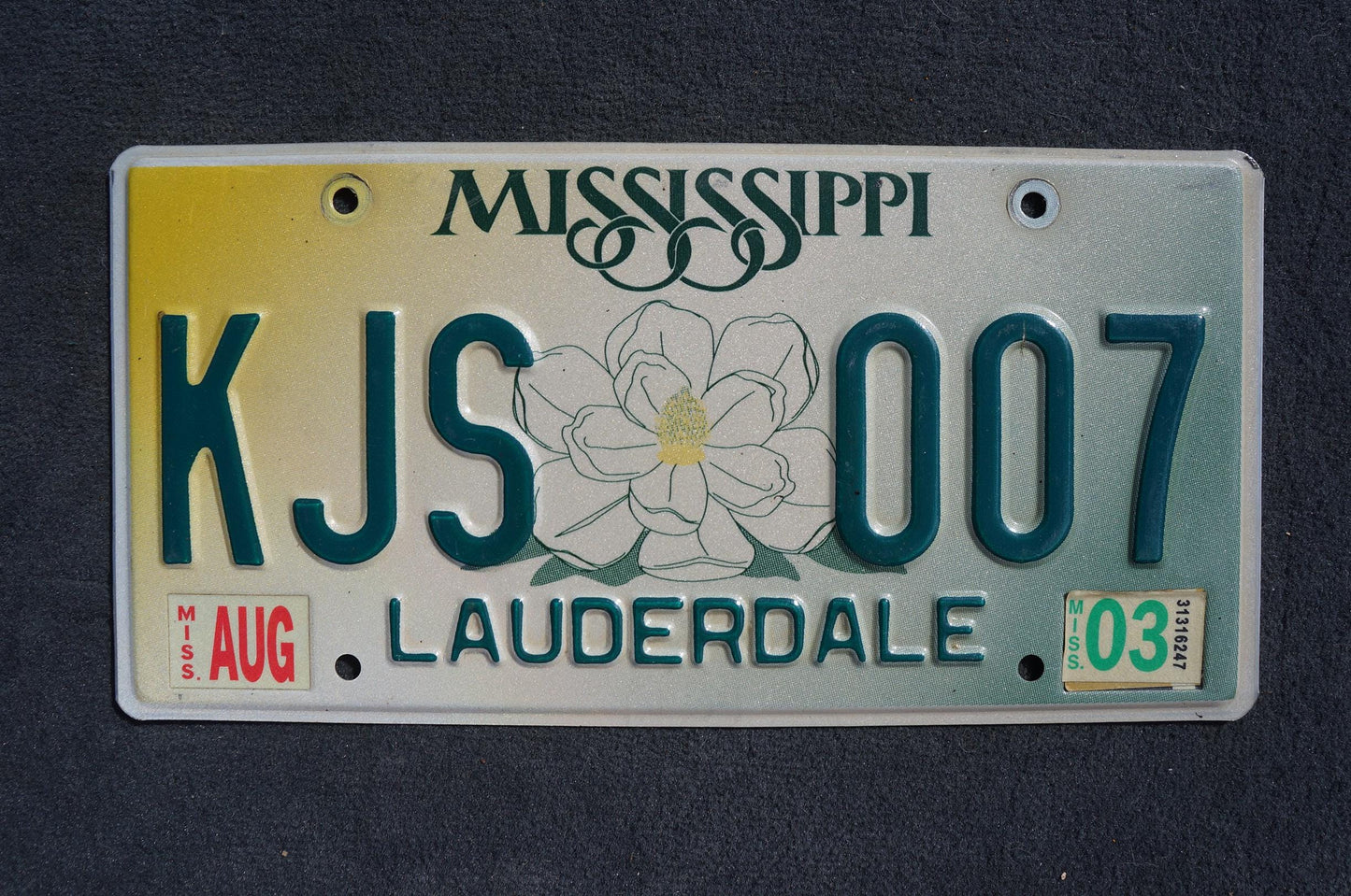 Mississippi Large Magnolia License Plate - KJS 007