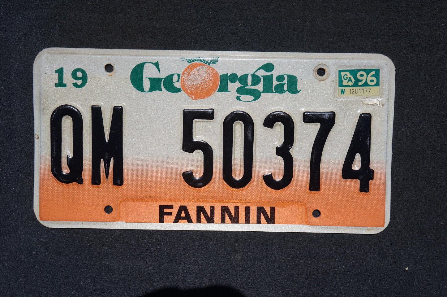 1996 Georgia Peach License Plate FANNIN County