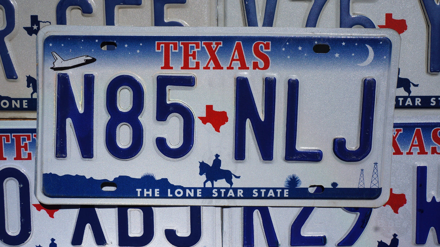TEXAS SPACE SHUTTLE Embossed License Plate Tags - Stars Moon Cowboy