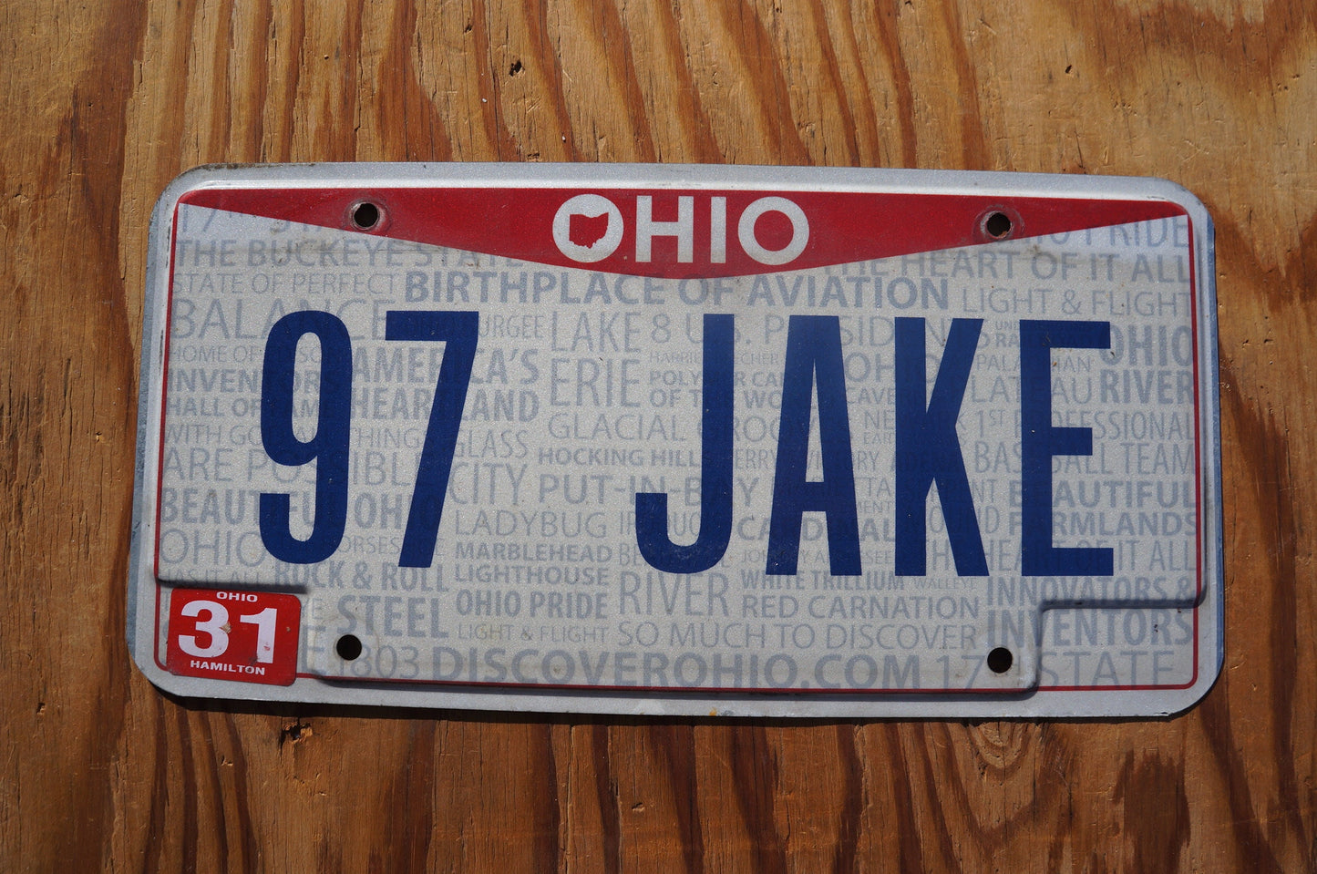 Ohio Vanity Hamilton County License Plate # 97 JAKE
