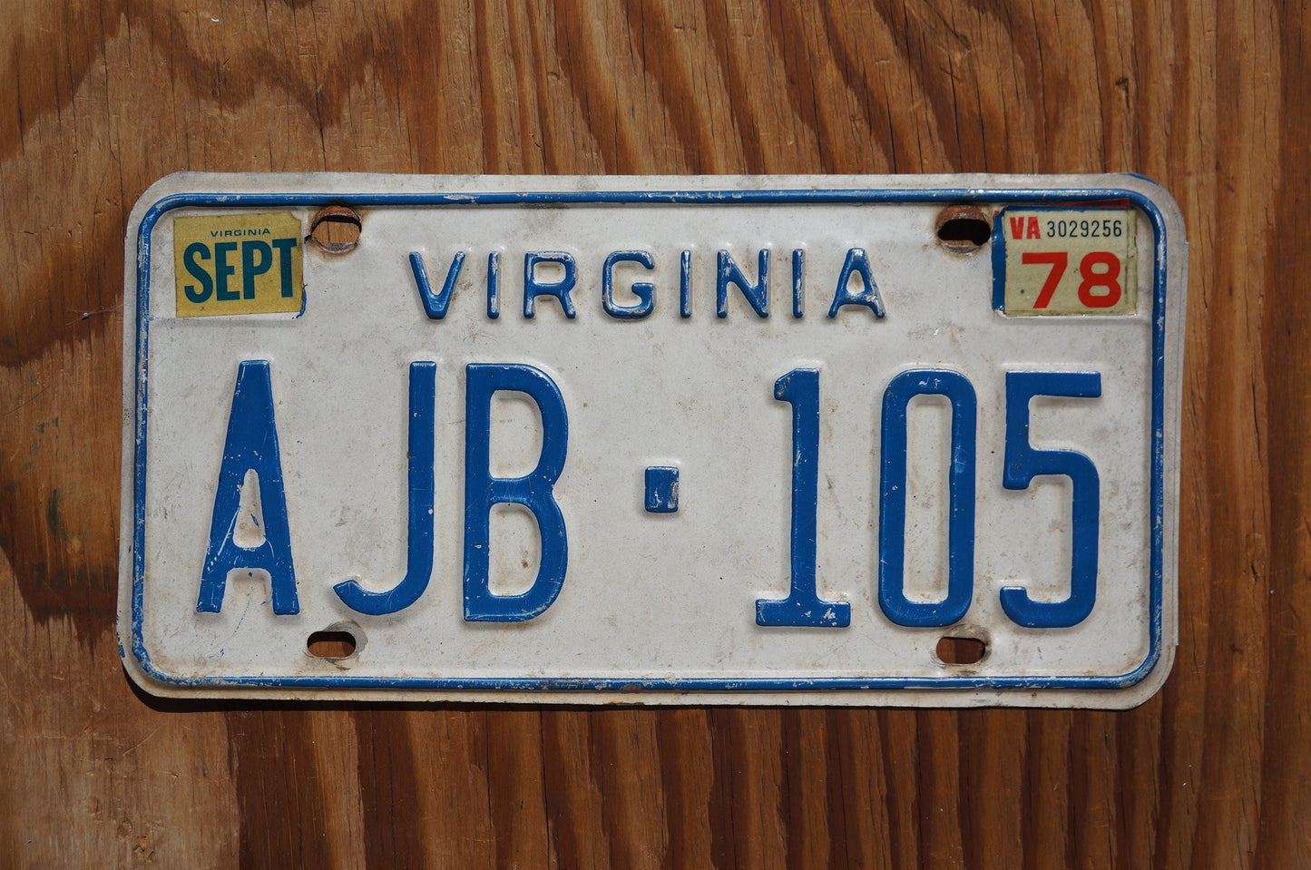 1978 Virginia Vintage White License Plate