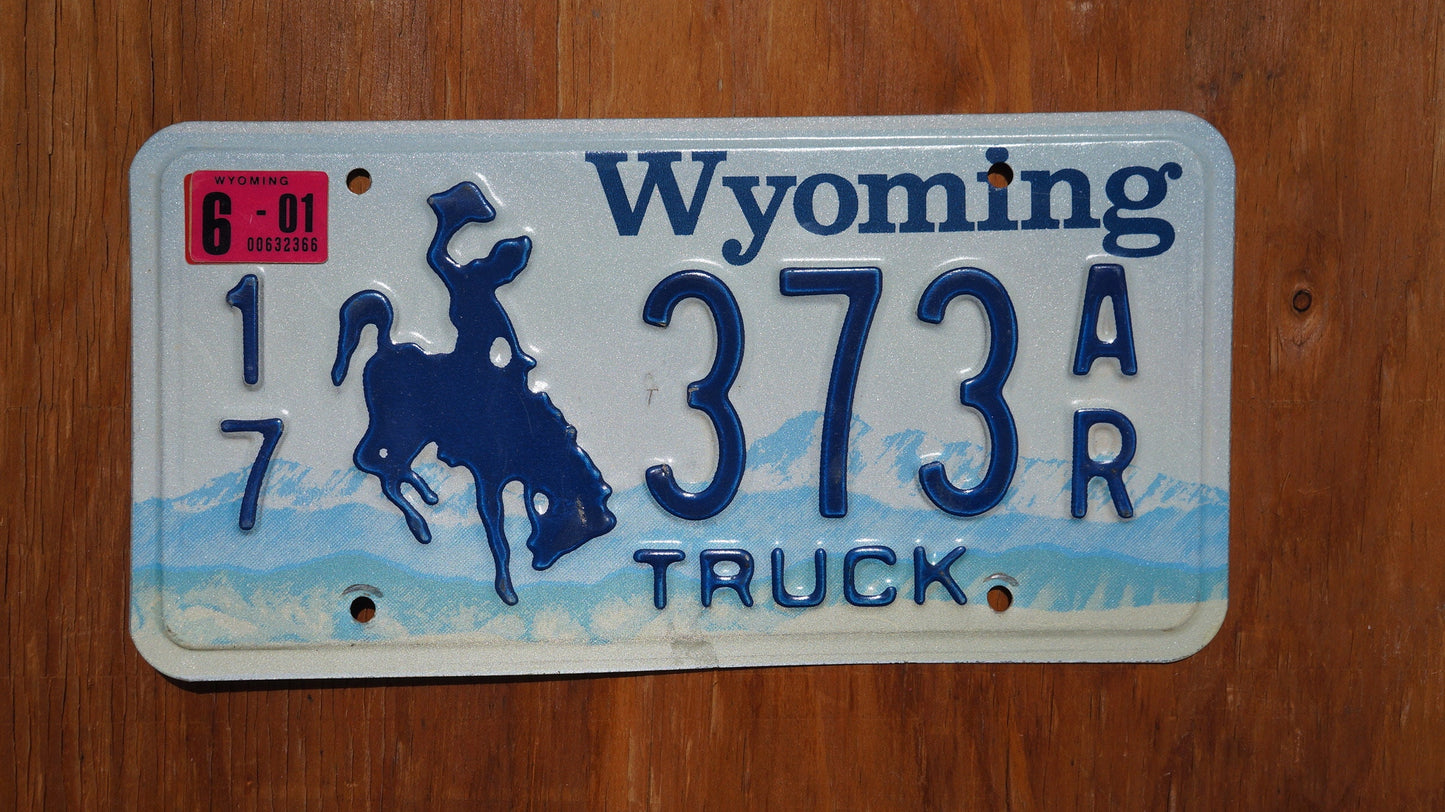 2001 Wyoming TRUCK Cowboy Horse Blue License Plate