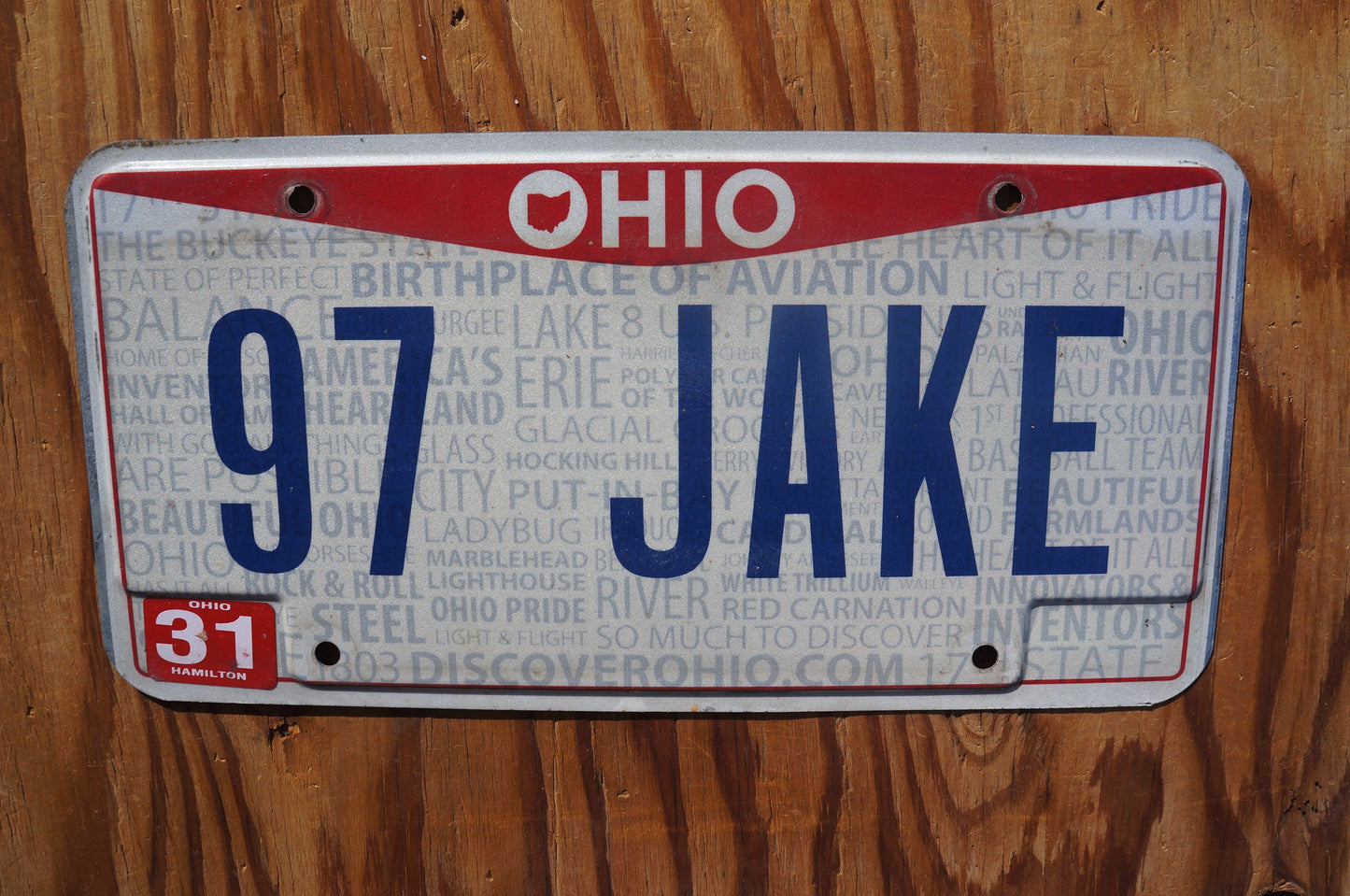 Ohio Vanity Hamilton County License Plate # 97 JAKE