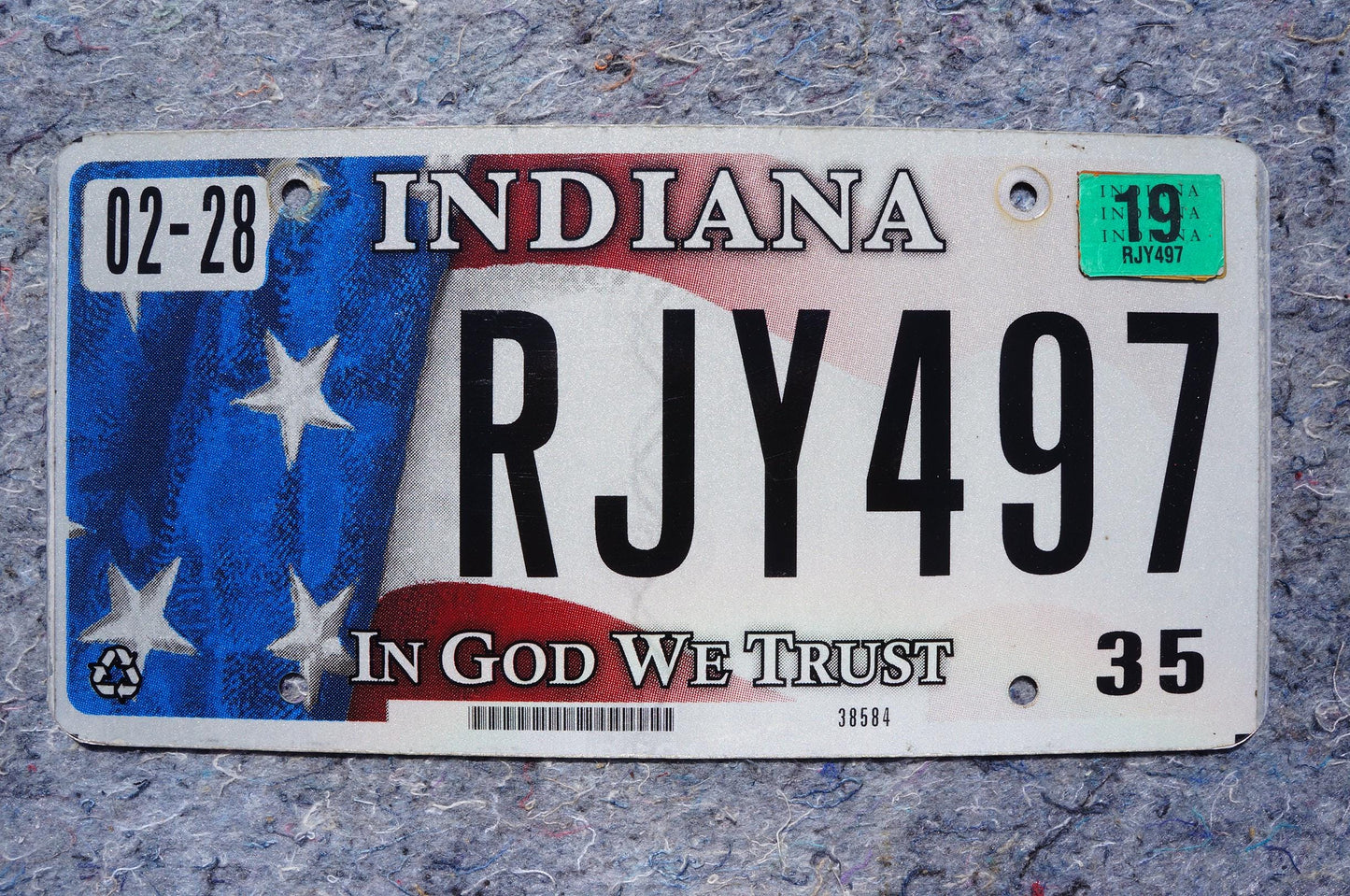 2019 Indiana In God We Trust Flag Graphic License Plate